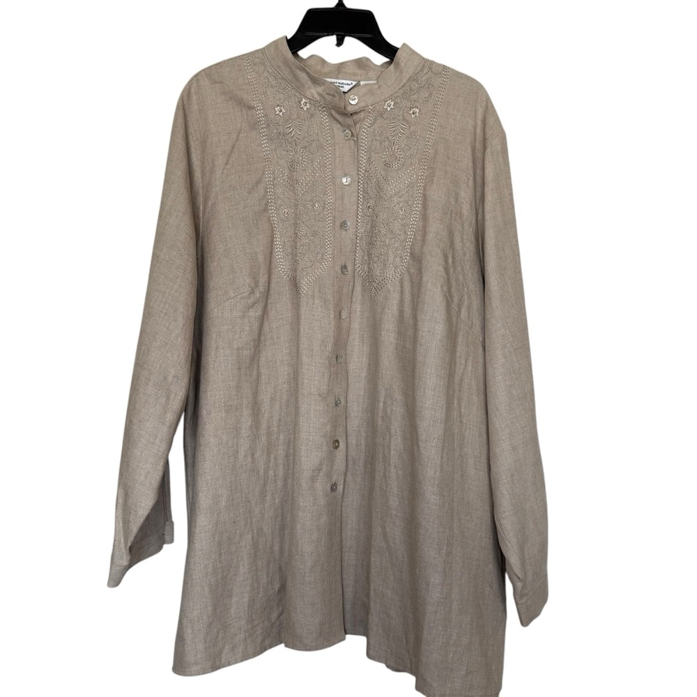 Richard Malcolm Women’s Sz 3X  Linen Tunic Top Embroidered NWT
